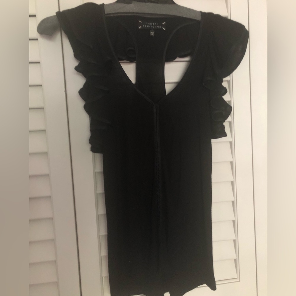 Elegant Black Ruffle Sleeveless Top